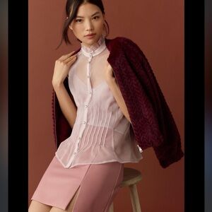 NWT Anthropologie Sheer Pleated Tank